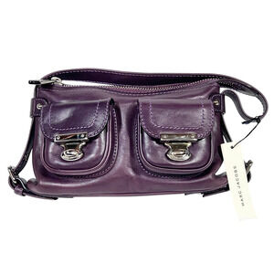 Vintage Marc Jacobs Blake Mini Pocket Bag Purple Leather Shoulder Purse Y2K New